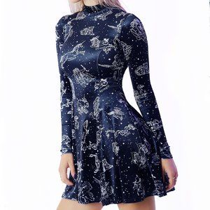 BlackMilk Constellations Velvet LS Evil Mini Skater XS NWT